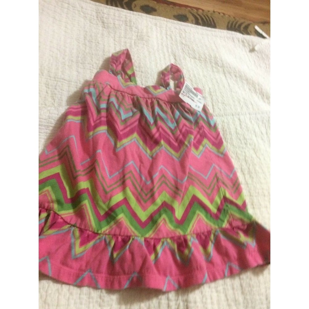 BabyGap Pink Green Tribal Pattern Stripes 100% Cotton Sun Dress 2 GUC Summer